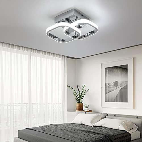 EIDISUNY Light Fittings Ceilings Square Concise Nordic Chrome Ceiling Light for Kitchen Bedroom Study Room Corridor Ceiling Lights Cool White Light 22W