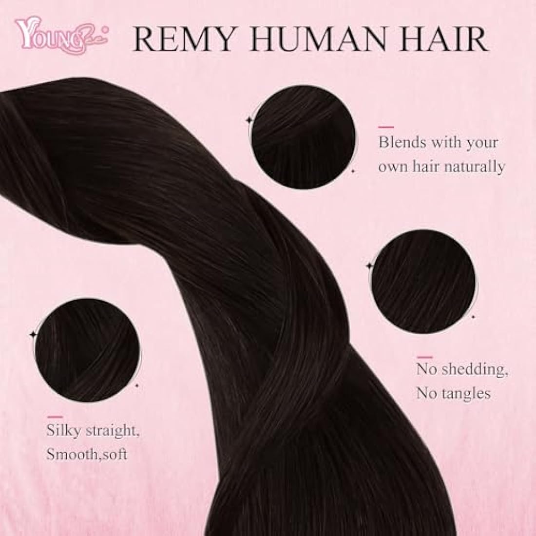 YoungSee 18inch Nano Hair Extensions Real Human Hair Dark Brown Nano Ring Hair Extensions Darkest Brown Everyday Wear Silky Gentle on Hair Natural Look and Feel Pre Bonded Cold Fusion Soft 50S 50g