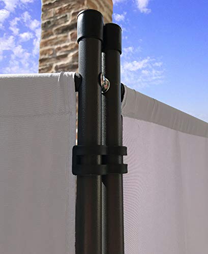 QUICK STAR Paravent 170 x 165 cm Fabric Room Devider Garden 3-Part Patrition Wall Foldable Balcony Privacy Screen White