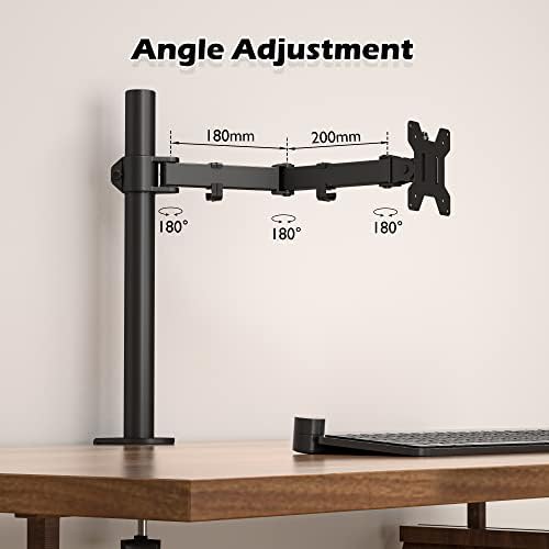 BONTEC Single Monitor Arm Desk Mount for 13-32 inch LCD LED PC Computer Screens TV, Ergonomic Height adjustable Tilt Swivel Rotation Monitor Arm Bracket up to 10kg, VESA Dimensions: 75x75-100x100mm