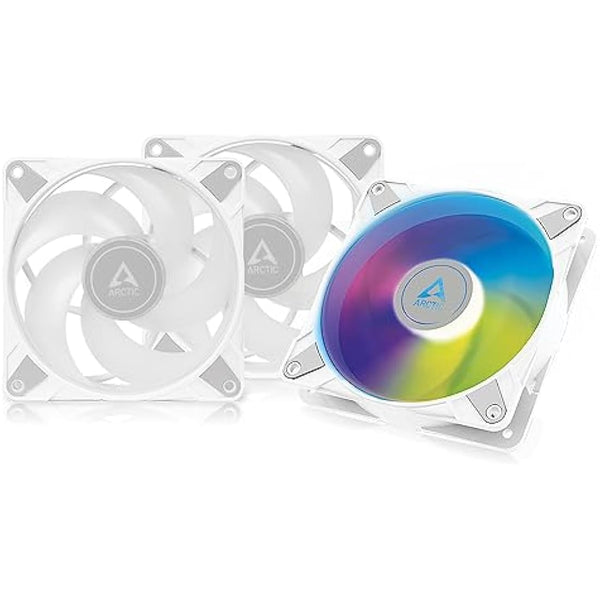 ARCTIC P12 PWM PST A-RGB (3 Pack) - PC Fan, 120mm Fan, PC Case Fan, Optimized for static pressure, Semi-passive: 200-2000 rpm (0 rpm <5%), 5V 3 pin ARGB LED - White