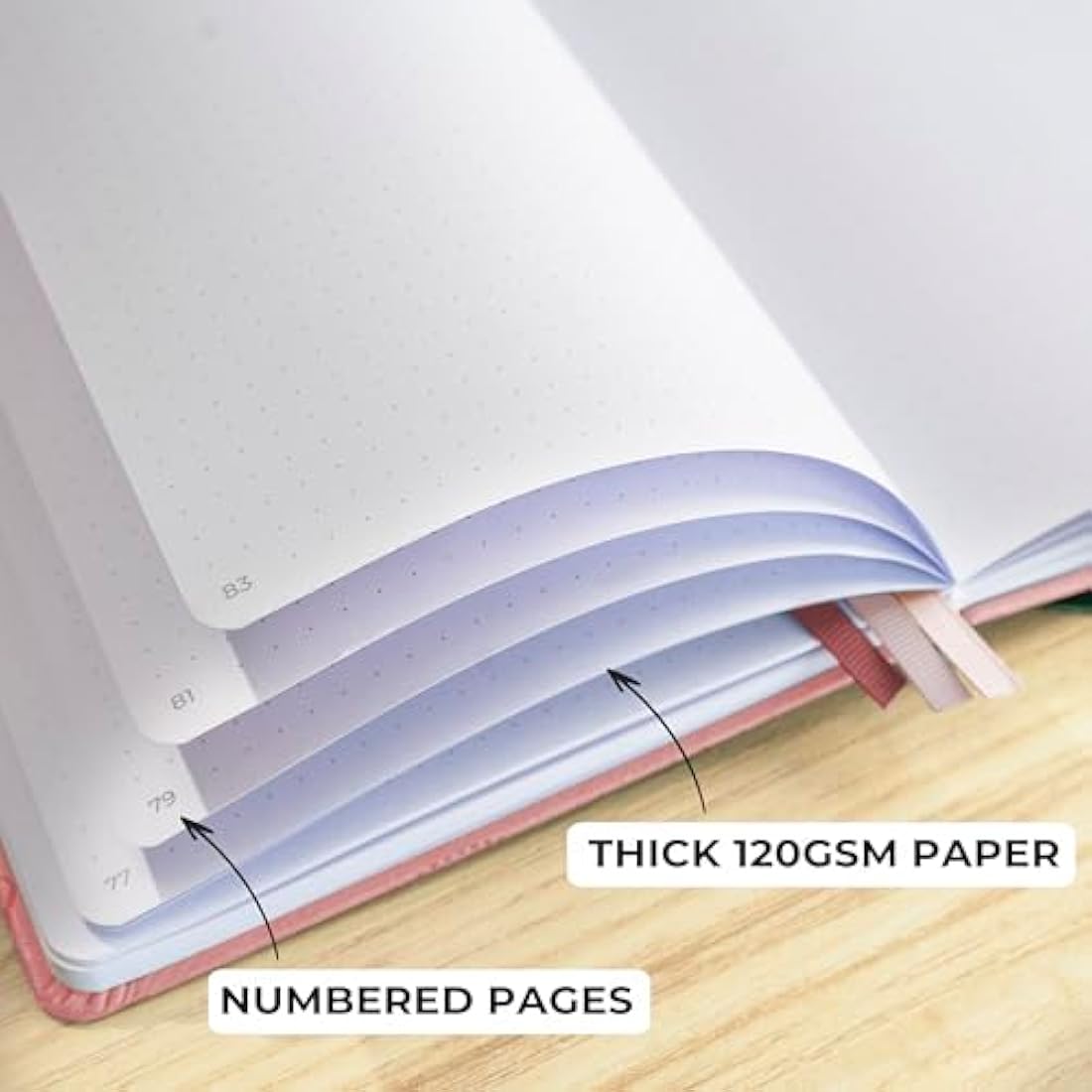 Clever Fox Dotted Journal 2.0 – Compact Planning and Sketching Dot Grid Notebook 120 GSM Thick, No-Bleed Paper – Planner with Pen Loop, Pocket, Ribbons, Stickers – A5 – Rose Gold