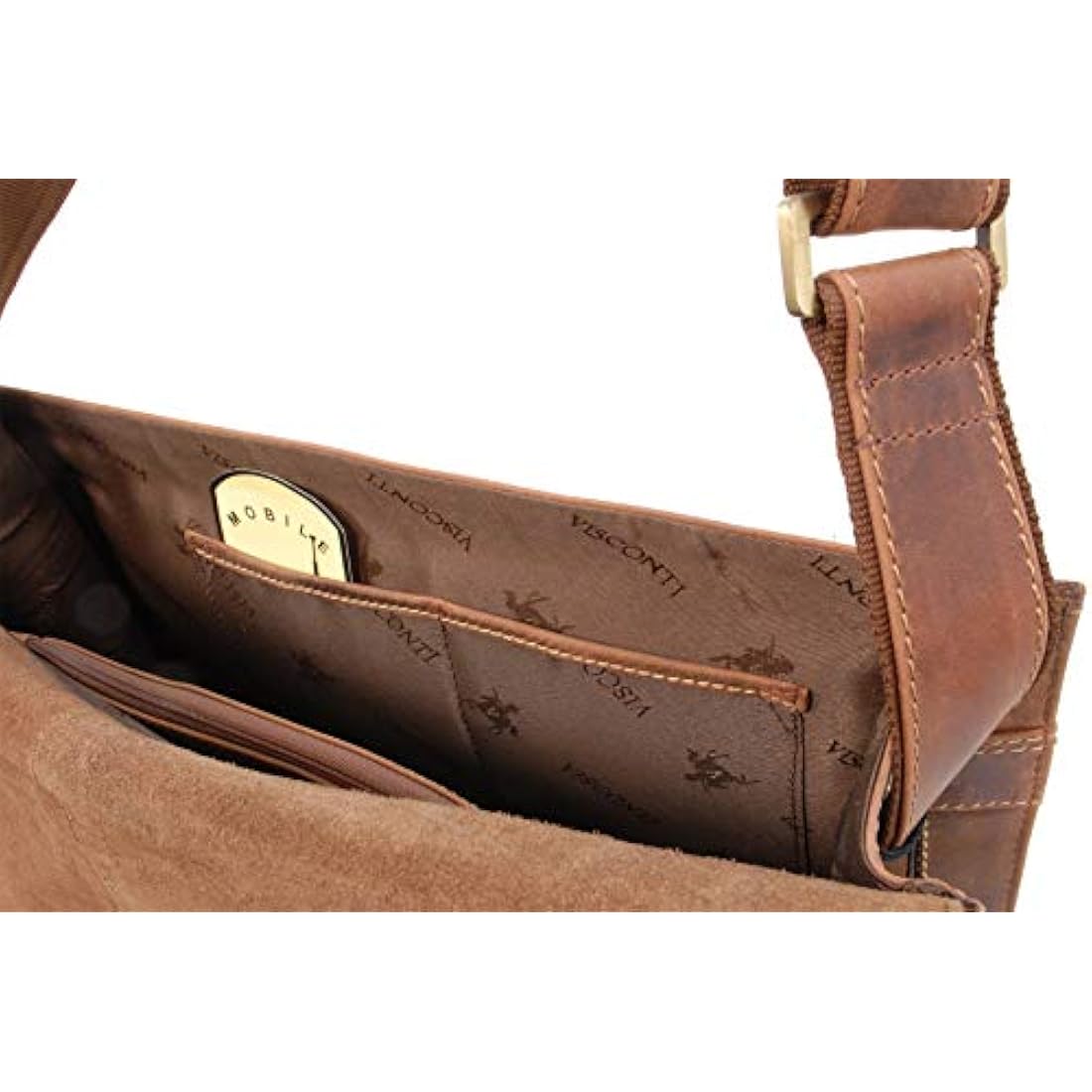 VISCONTI - Leather Messenger Shoulder Bag For Men - Fits 13 to 14 Inch Laptop - Medium/Large Work Bag For A4 Notebooks - 18548 Harvard