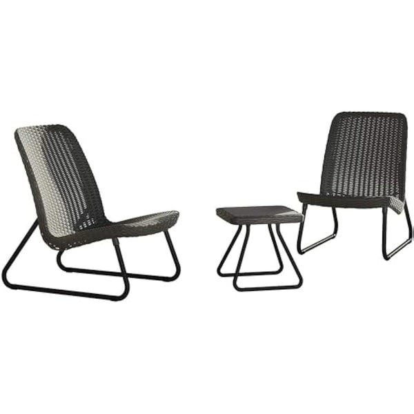 Keter Rio Patio Set, Table and Chairs - Graphite/Grey