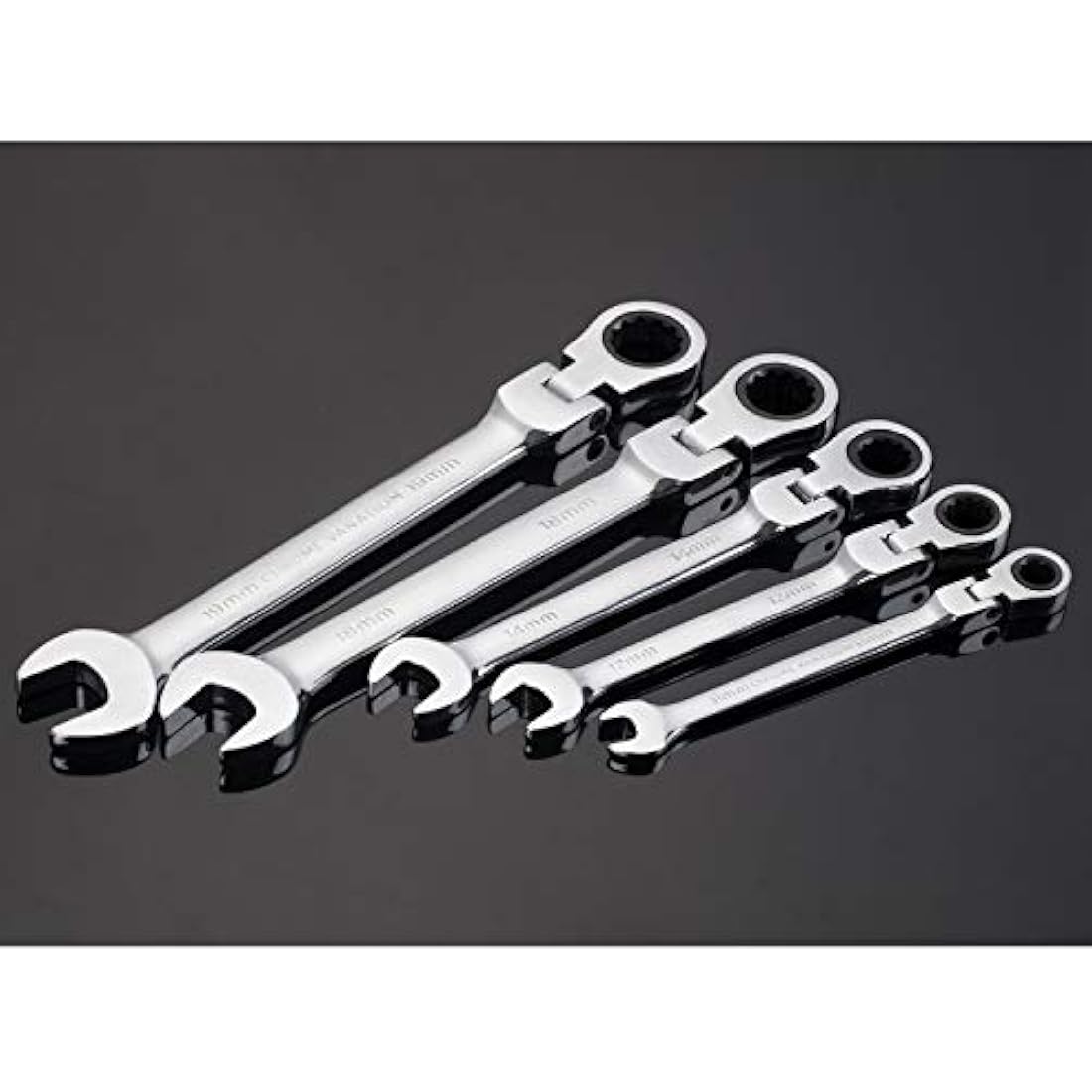 Qnkaa Ratchet Spanner Set 12pcs Metric Flexible Combination Wrench with Gear Ring Open-end Box-end Flex Flexi Head DIY Hand Tools Kit in Roll Bag 8-19mm