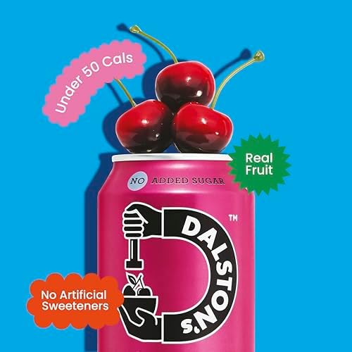 Dalston's Sparkling Cherry Soda (24 x 330ml) - Real Pressed Cherries & Sparkling Water - 46 Kcal - No Added Sugar - No Artificial Sweeteners - Healthy Alternative - Low Calorie - Vegan
