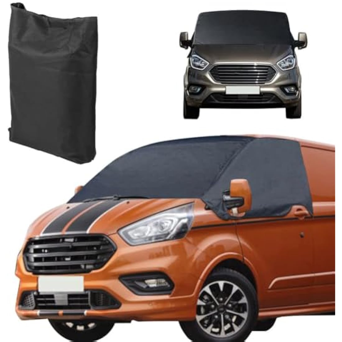 Opaltool Front Windscreen Wrap Cover Fit for Ford Transit Custom MPV 2012-2024, 600D Waterproof Front Window Sunshades Windshield Snow Cover Blind Blocking Screen Protector External Blackout Screen