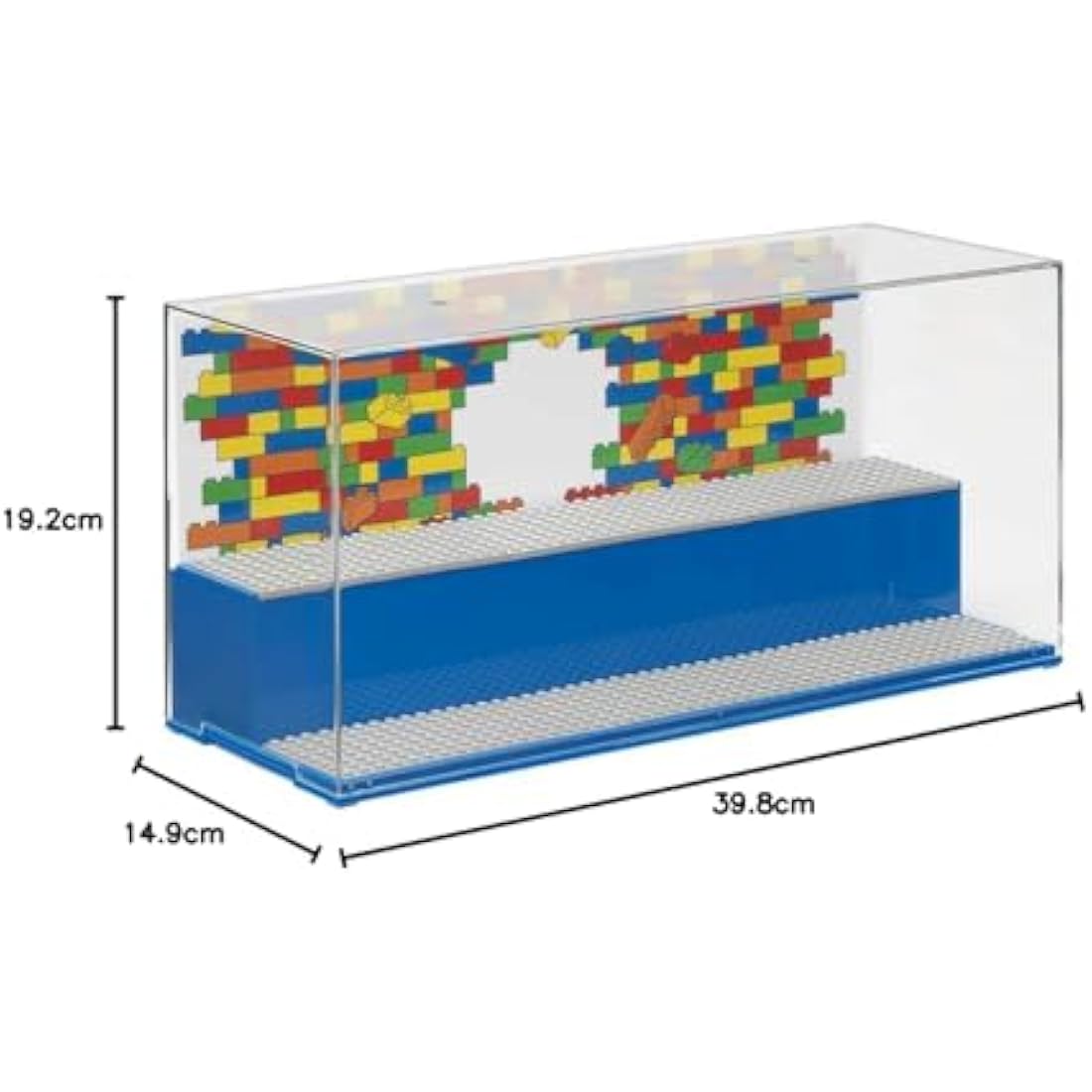 LEGO Play & Display Case with Grey Baseplates: Secure, Dust-Free Storage and Display Solution for LEGO Sets and Minifigures, Lego Box, Home Decor, Blue