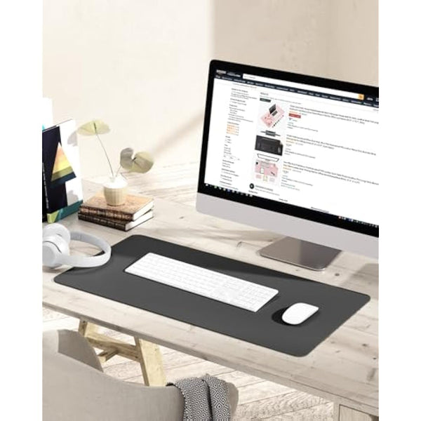 YSAGi Non-Slip Desk Pad, Waterproof PVC Leather Desk Table Protector, Ultra Thin Large Mouse Pad, Easy Clean Laptop Desk Writing Mat for Office Work/Home/Decor (80 x 40 cm, Dark Gray)