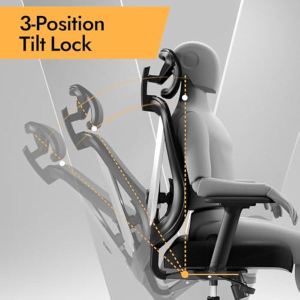 HOLLUDLE Ergonomic Office Chair with 3D Lumbar Support & 3D Adjustable Armrests – V-Back Design, Comfortable Desk Chair for Office & Home, Black