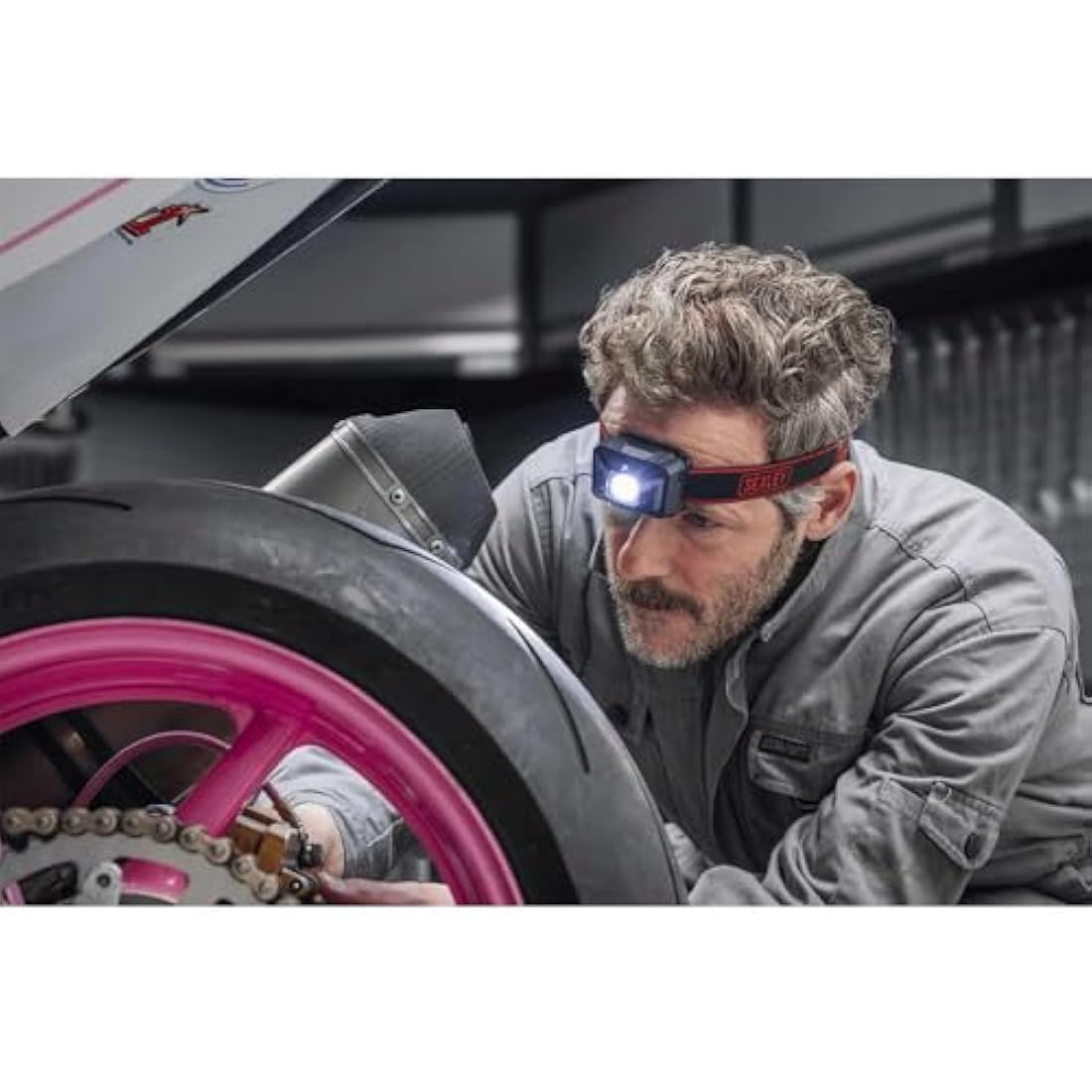 Sealey HT102R Rechargeable Head Torch 3W SMD LED with Auto-Sensor ,Red-