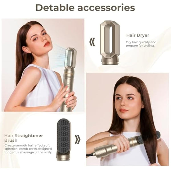 Pro 6 in 1 Hairstyler Set,Magic Styler New Upgrade Air Styler 60000RPM Hair Dryer Brush,Left&Right Magic Hair Curler,Curl, Straighten, Wavy, Smooth,Multi-Styler All in one,3 Temps Setting (50°-110℃)