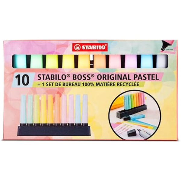 STABILO BOSS ORIGINAL Pastel - Highlighter - Deskset of 10 - Assorted Colours