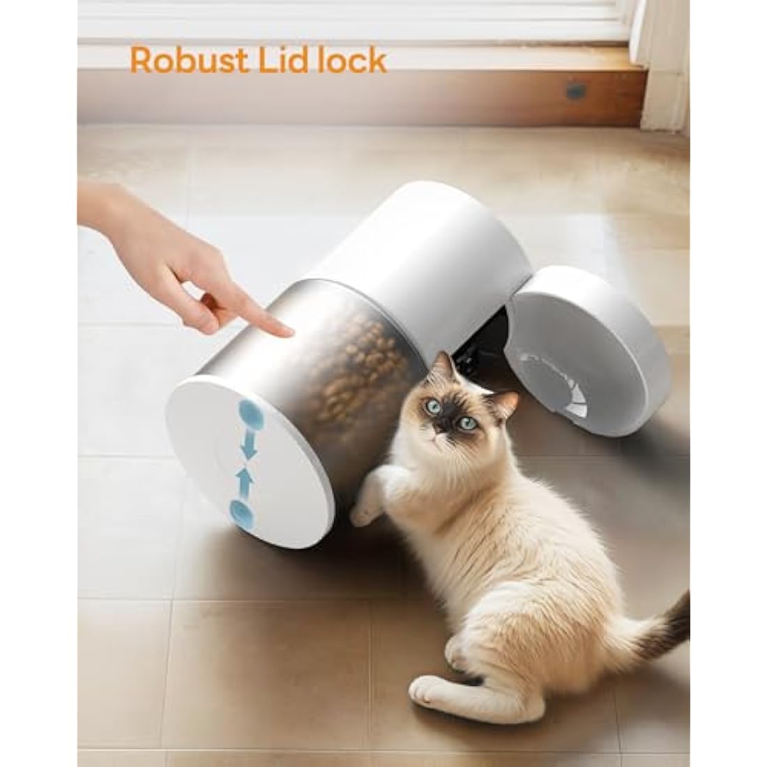 Automatic Cat Feeder: Cat Food Dispenser with Programmable Timer - Intelligent Cat Bowls with 10s Voice Recorder - Electric Dog Feeder Support 1-6 Meals Button Control White 4L