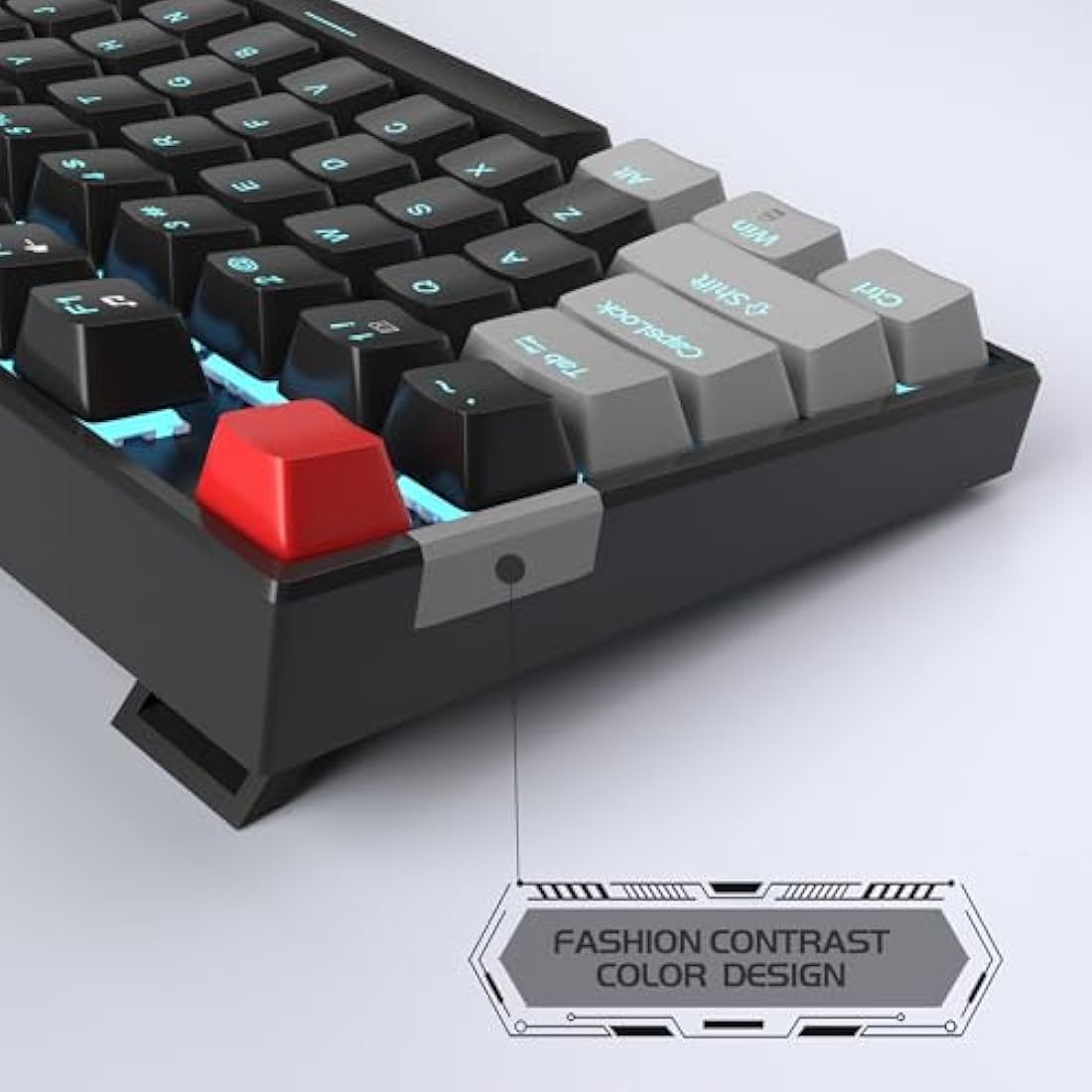 MageGee 75% Mechanical Gaming Keyboard with Red Switch, LED Blue Backlit Keyboard, 87 Keys Compact TKL Wired Computer Keyboard for Windows Laptop PC Gamer - Black/Grey