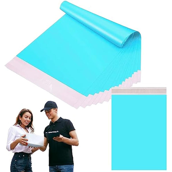 10pcs 50x70cm Blue Vintage Postage Bags - Large Self Seal Poly Postal Mailing Bags for Clothes & Parcels