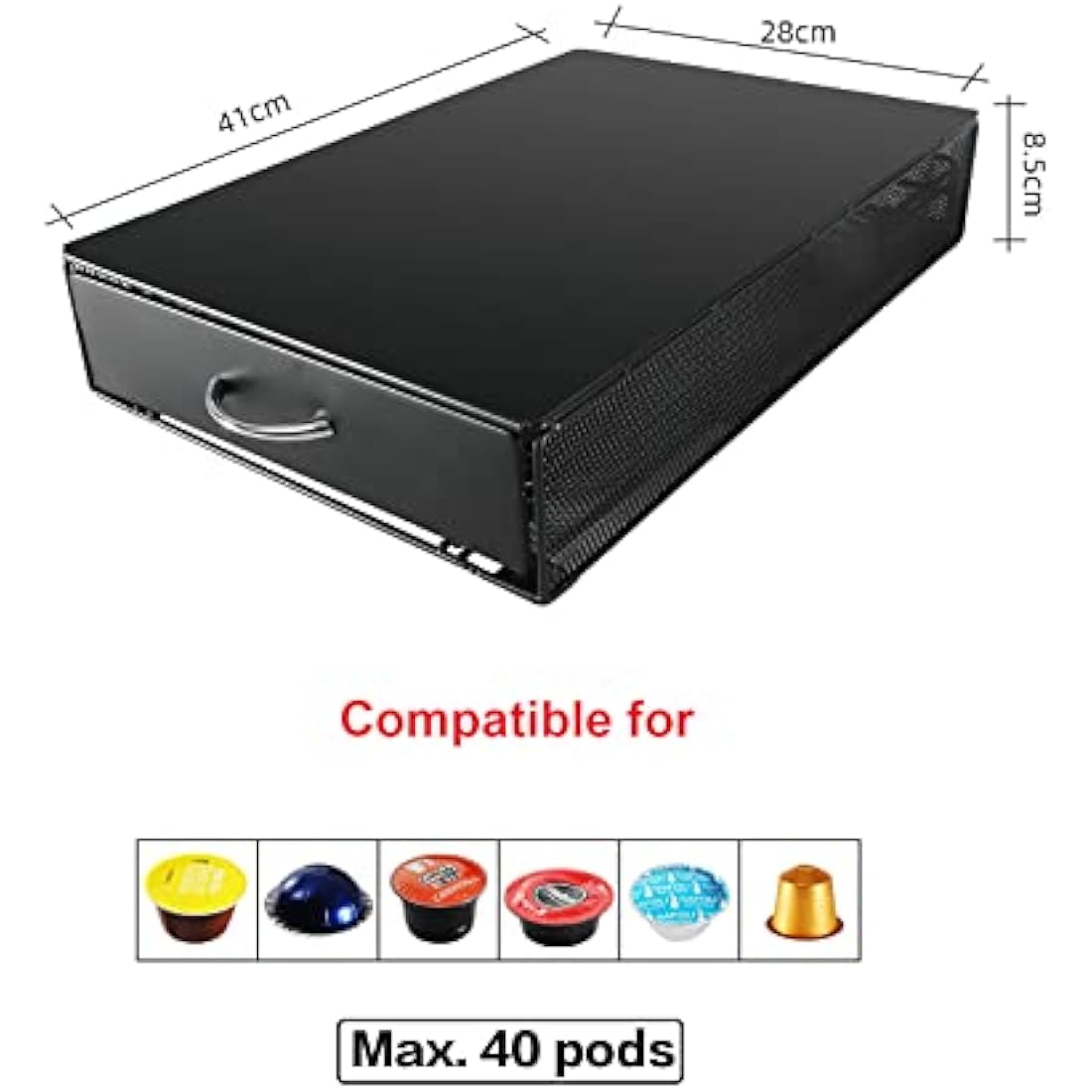 SYSYLY Coffee Pod Holder,Coffee Pod Storage Drawer For Dolce Gusto Pods,Max. Capacity 40 - Coffee Machine Stand With Coffee Pod Organizer.