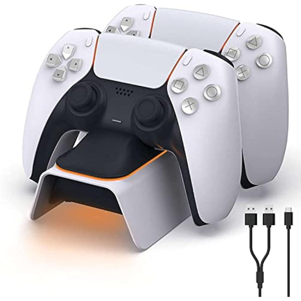 NexiGo Enhanced PS5 Controller Charger, Playstation 5 Charging Station with LED Indicator, High Speed, Fast Charging Dock for Sony DualSense Controller, White