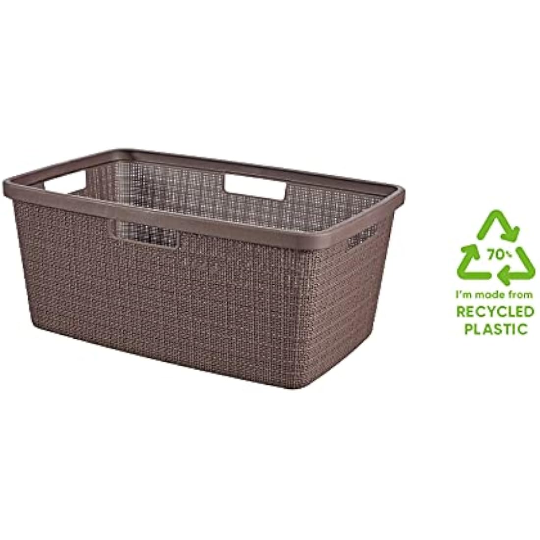 Curver Jute Woven Effect 70% Recycled Rectangular Laundry Basket 46 Litres – Peppercorn
