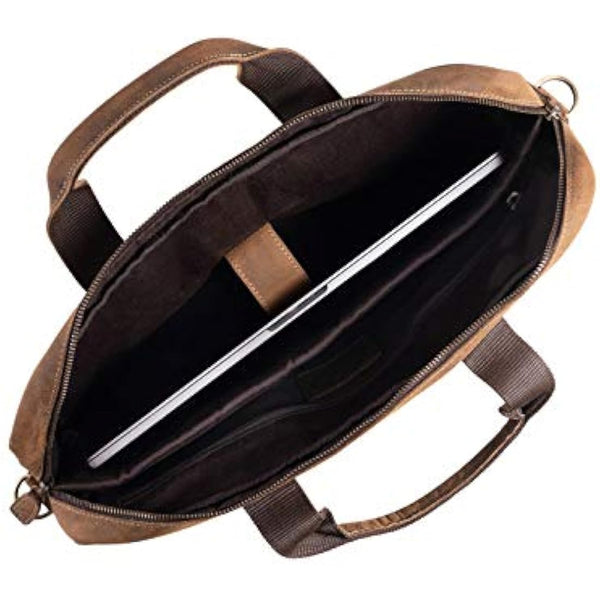 KomalC 16 Inch Leather briefcases Laptop Messenger Bags for Men and Women Best Office Satchel Bag