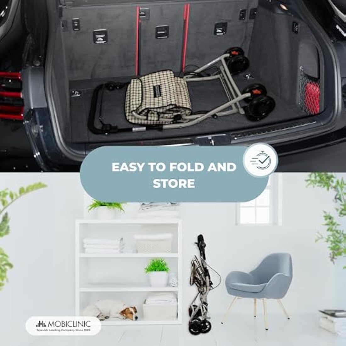 Mobiclinic®, Shopping Trolley with Seat, Mobility Walker, 21L, Walker for Adults, Foldable, Rollator, Trolley with Backrest, Shopping Trolley on Wheels, Bag Removable, Directional Locking