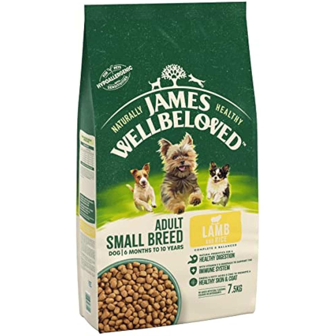 James Wellbeloved Adult Small Breed Lamb & Rice 7.5 kg Bag, Hypoallergenic Dry Dog Food