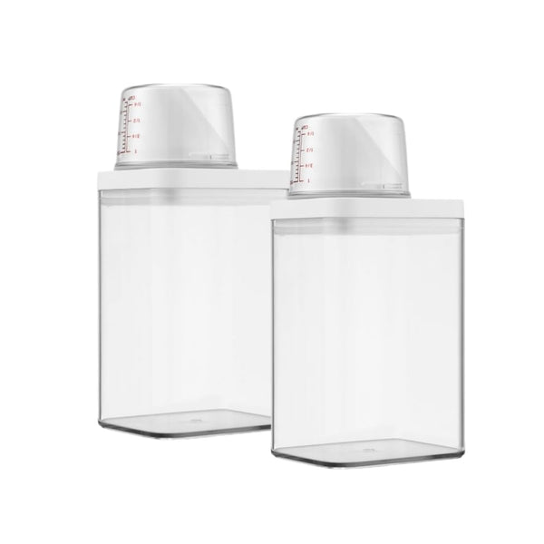 GYWHOOFT 1100ML Washing Powder Storage Box, 2 Pieces Container for Detergent Powder, Container with Measuring Cup Dispenser Detergent Washing Machine,