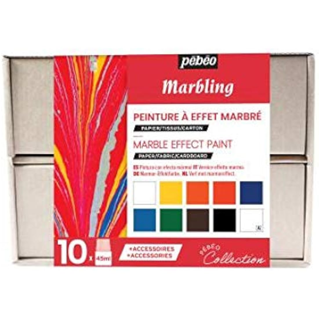 Pebeo 758495 MARBLING Collection Set, Assorted 10X45ML