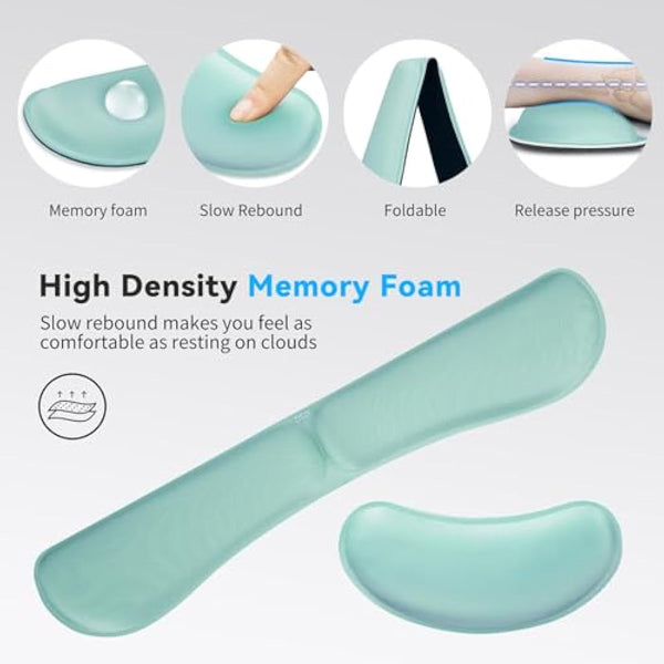 ZIBLY Wrist Rest Keyboard and Mouse Set - Non-Slip Ergonomic Wrist Cushion Support Pad - Easy Typing, Pain Relief – Premium Silky Gel Memory Foam for Work from Home Gaming Computer Laptop