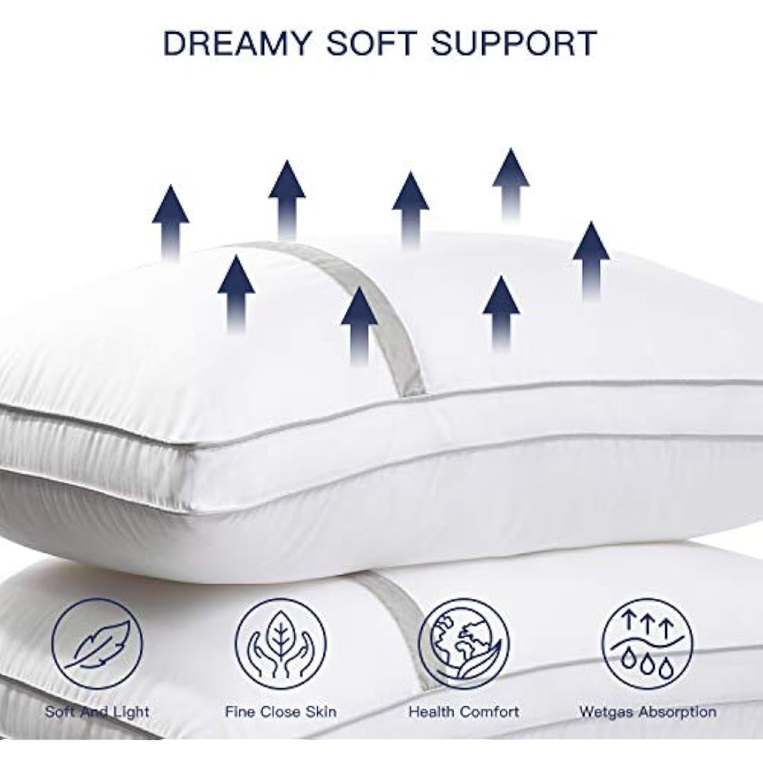 BedStory 4 Pack Sleeping Pillows, Hotel Pillow Down Alternative Dust Mite Resistant & Hypoallergenic, Standard Size Bed Pillow for Neck/Shoulder Pain/Allergy Sufferers and Back/Stomach/Side Sleepers