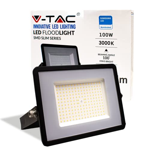 V-TAC Outdoor LED Floodlight 100W with Samsung Chip - [Latest Generation] - IP65-8200 Lumen - Outdoor LED Projector Black for Home, Garden, Garage -