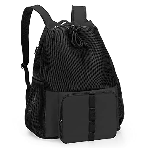 Fasrom Mesh Beach Backpack with Zipper Bottom, Sport Gym Backpack for Swimming, Beach, Pool and Travel(Patent Pending), Black