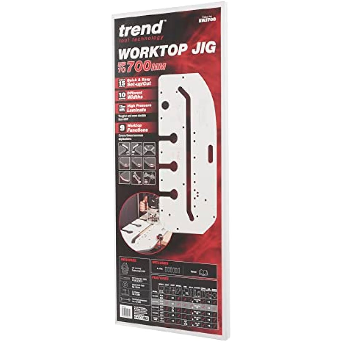 Trend Kitchen Worktop Jig for Precise Worktop Joints, Router Jig for Laminate, Solid Timber and Composite Worktops, 700mm, KWJ700