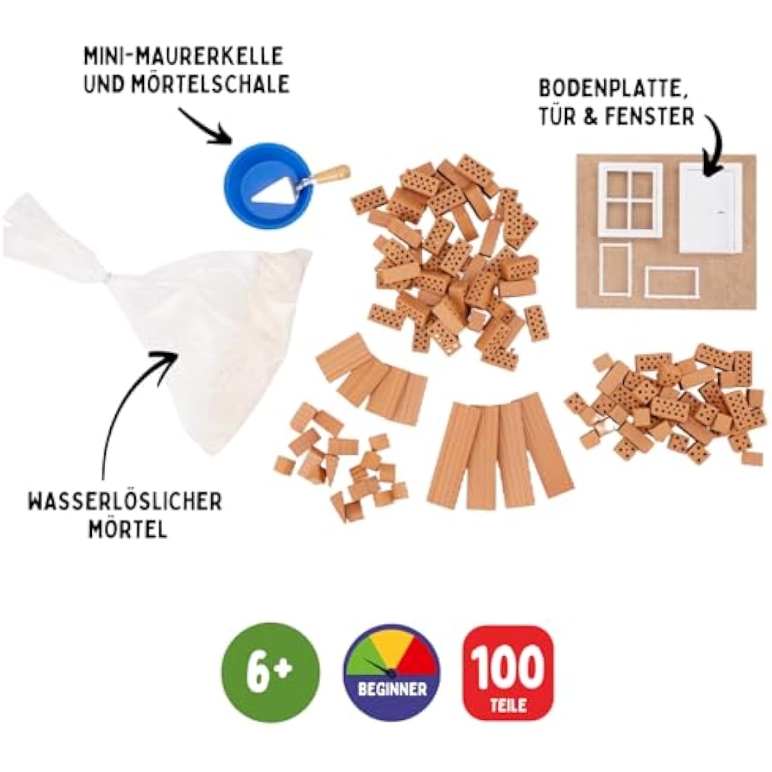 Teifoc 1000 - Basic starter set - Build with real Bricks & Cement, for 6 Months To 18 Years