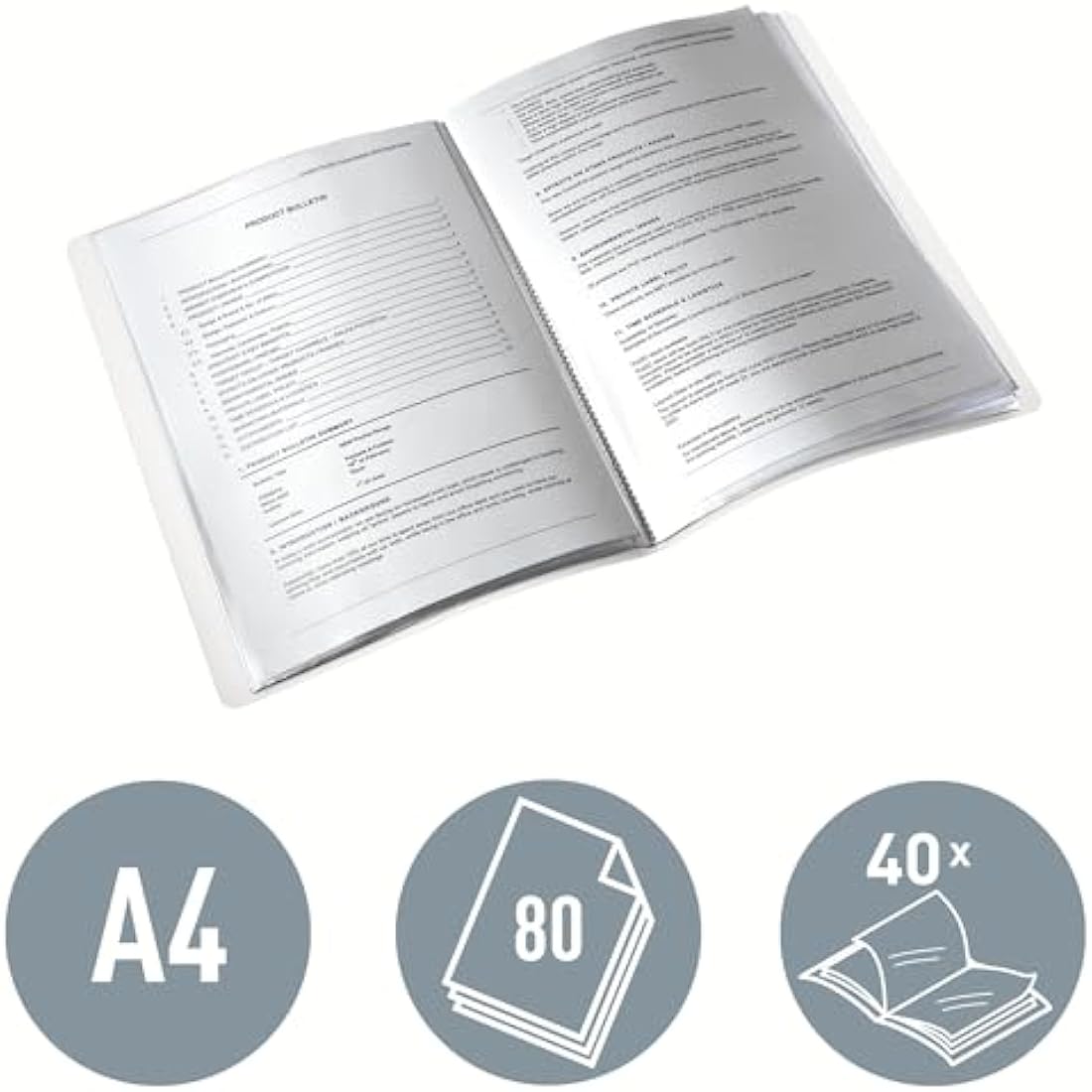 Leitz A4 Display Book, 40 Pockets, 80 Sheet Capacity, Transparent Pockets, Purple, WOW Range, 46320062
