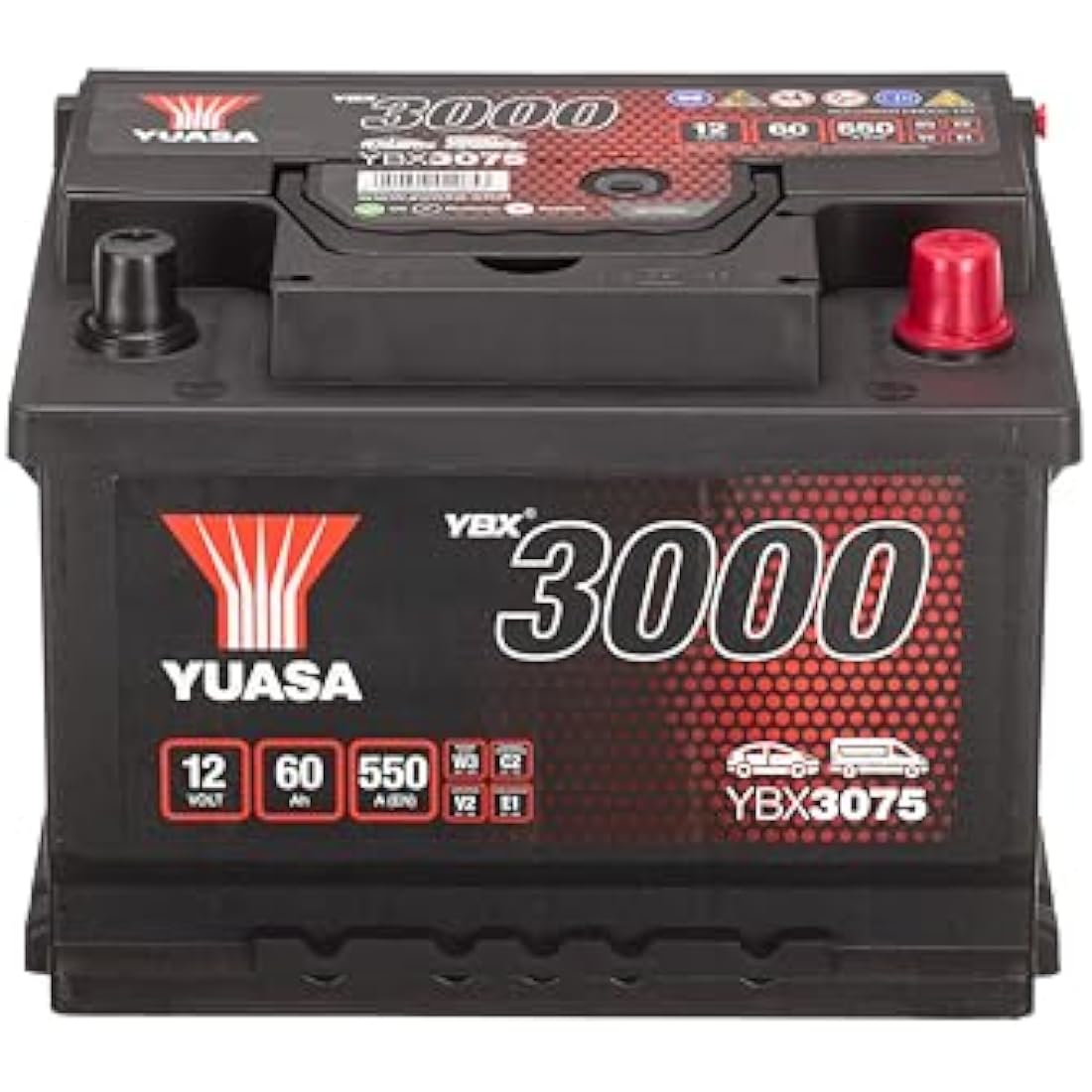 Yuasa YBX3075 12V 60Ah 550CCA Sealed Maintenance Free Car Battery