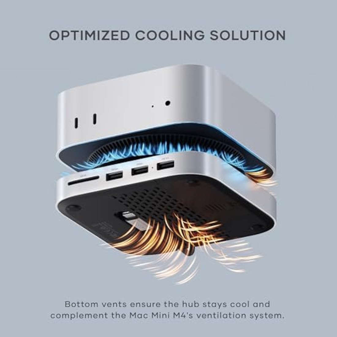 SATECHI Mac Mini M4 Hub & Stand with NVMe SSD Enclosure, Dock with 2 USB-A Up to 10Gbps Ports, USB-A Data Port, SD Card Reader for Mac Mini M4, M4 Pro - Silver