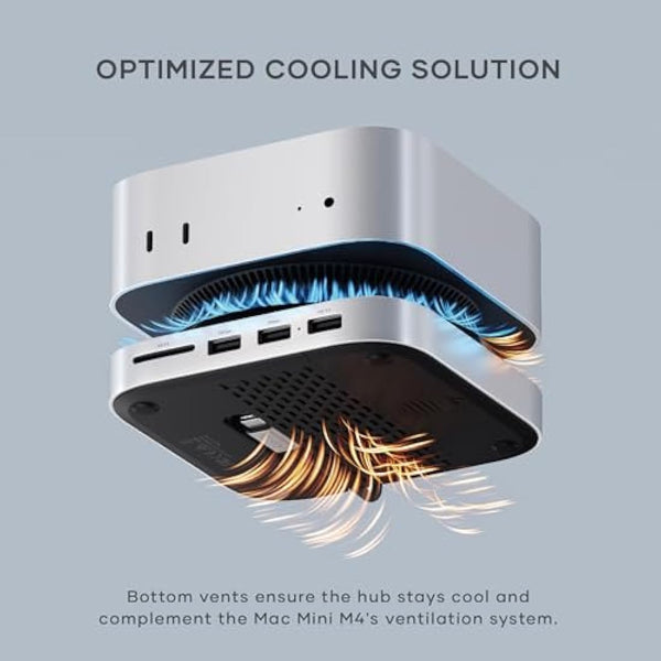 SATECHI Mac Mini M4 Hub & Stand with NVMe SSD Enclosure, Dock with 2 USB-A Up to 10Gbps Ports, USB-A Data Port, SD Card Reader for Mac Mini M4, M4 Pro - Silver