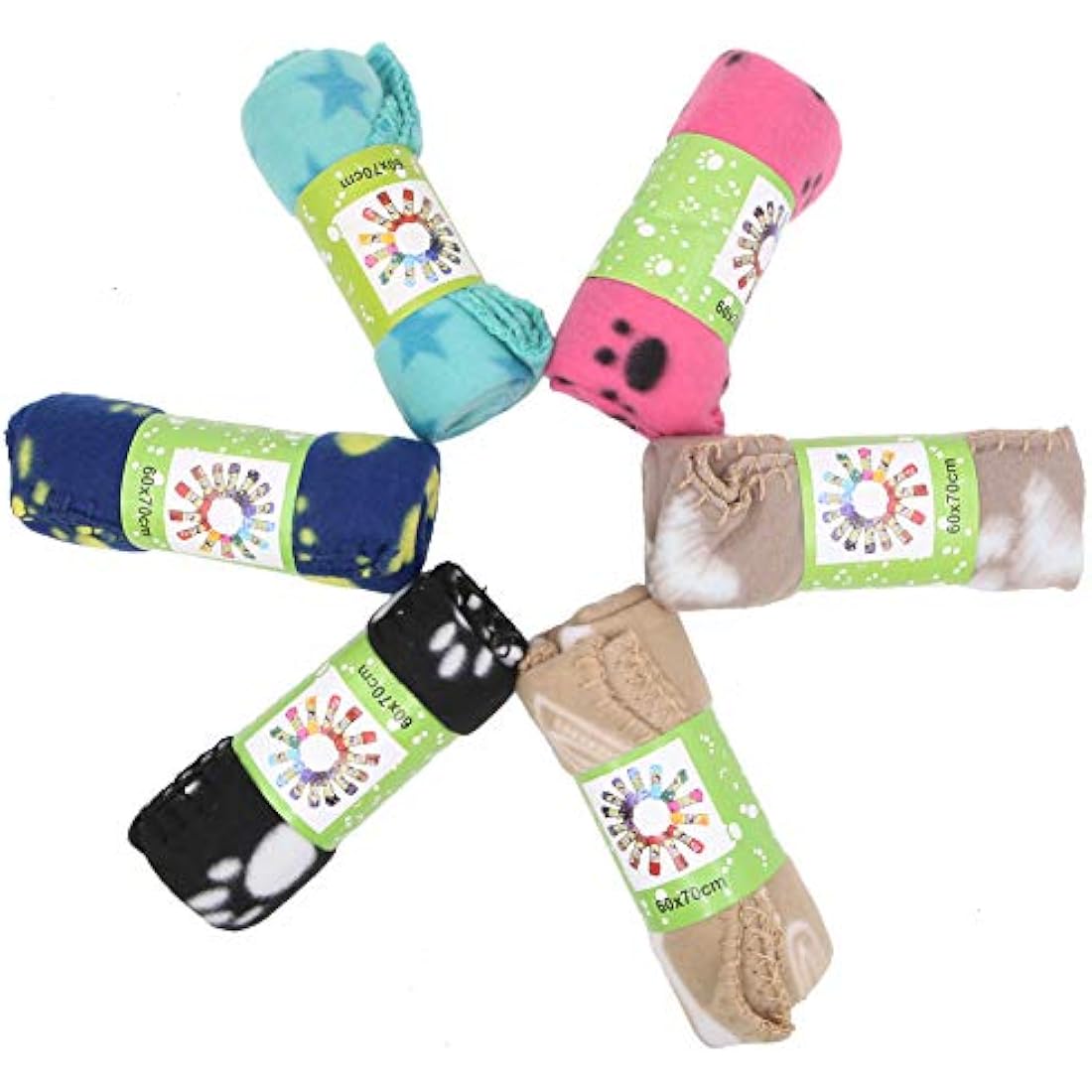 tifee 6 Pieces Pet Blanket Cushion Dog Cat Soft Warm Blankets Puppy Washable Sleep Mat Pad Bed Cover With Paw Print(60 x 70cm/23.6 x 27.6 inch, Multicolor)
