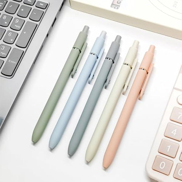 UIXJODO Gel Pens, 10 Pcs 0.5mm Fine Point Black Ink Pens with Soft Grip, Morandi Series for Writing, Note Taking