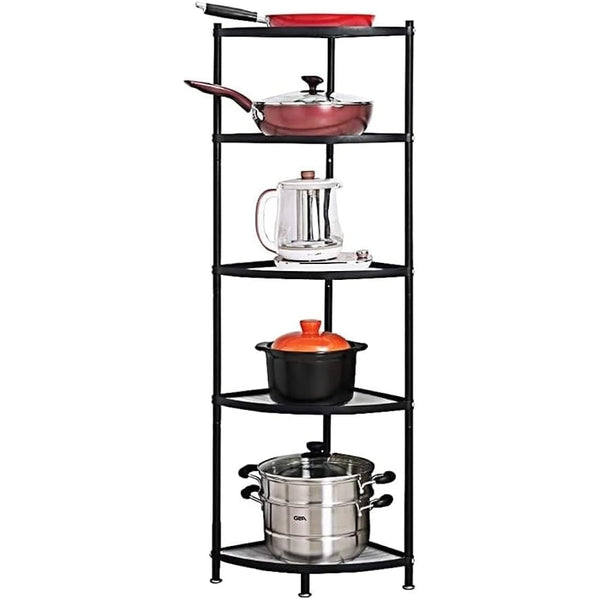 Baotkere Kitchen Corner Pot Rack, Stackable Multi Layer Free Standing Metal Shelf Stainless Steel Cookware Organizer, Height Adjustable Storage Countertop Holder