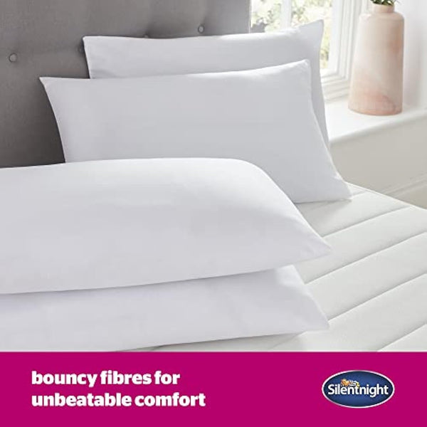 Silentnight Ultrabounce Pillows 4 Pack - Soft Medium Support Comfortable Bouncy Pillows for Stomach, Back and Side Sleepers - Machine Washable and Hypoallergenic Bed Pillows - Pack of 4