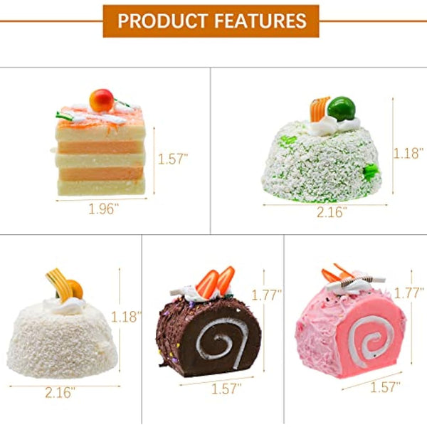 YHSKJCD Artificial Simulation Cake, 5Pcs Realistic Cake Dessert Fake Cake Food Model Realistic Cupcake Bread Dessert for Photography Props Kitchen Home Decoration Display