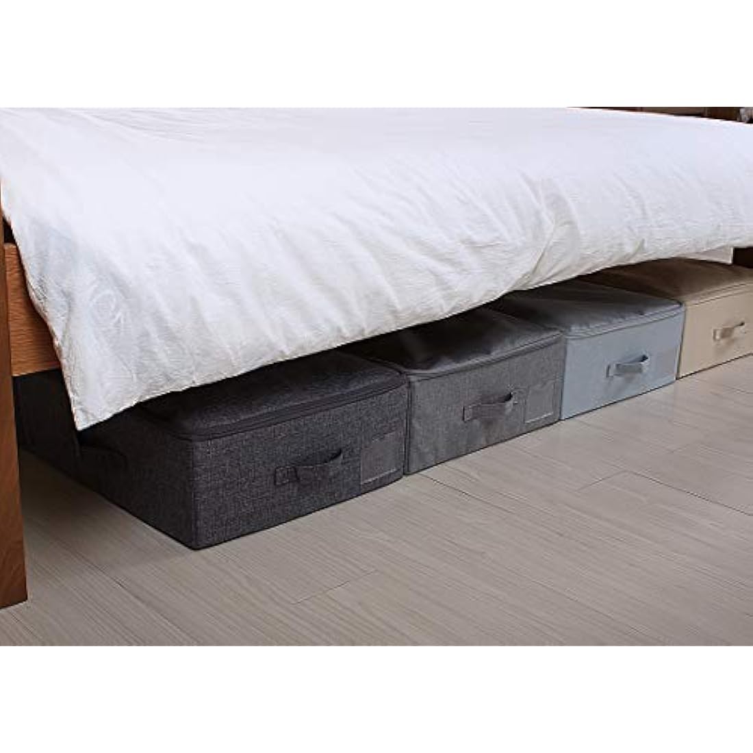 Amonsen Large Under the Bed Storage Container for Duvets, Blankets Bedding Accessories, Underbed Storage Boxes, Black Gray
