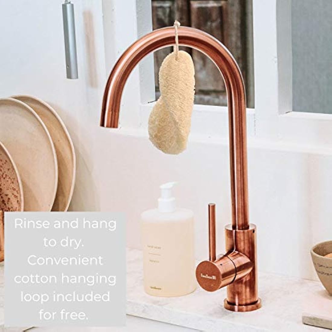 Loofah Dish Sponge - Plastic-Free Sponges - Compostable Loofah Scouring Pads - Biodegradable Body Scrubbers - Exfoliating Loofah Bath Sponge - Zero Waste & Plant-Based