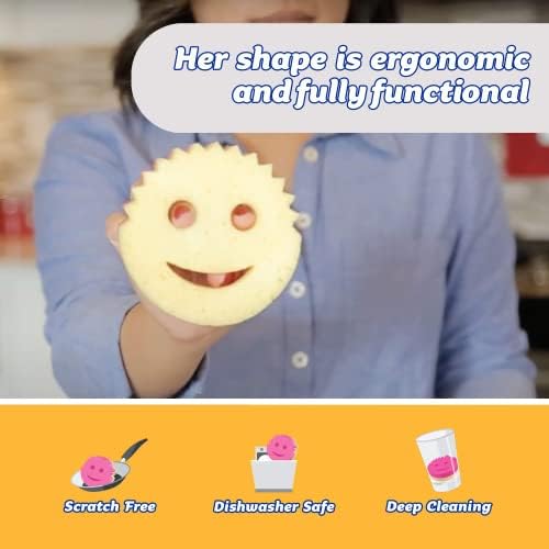 Scrub Daddy Scrub Mommy Cleaning Sponges - Dual Sided Non Scratch Sponge Scourers, Smiley Kitchen Sponges for Dishwashing & Bathroom, FlexTexture Dish Scrubber Sponge, Violet Twin Pack