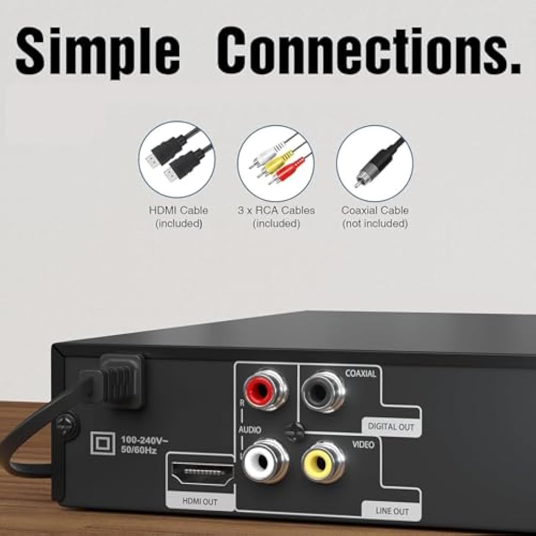 Compact DVD Player for TV - Multi-Region DVD CD Disc Player with HDMI Port, USB-IN & MIC-Out, Remote &HDMI & AV Cable Included (LP-099UK)