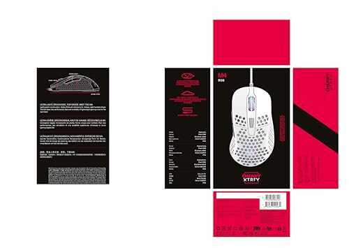 Xtrfy M4 RGB, Ultra-Light Wired Gaming Mouse, Ergonomic Design for Right-Handers, Pixart 3389 Sensor, Adjustable RGB Lighting, Pink Edition