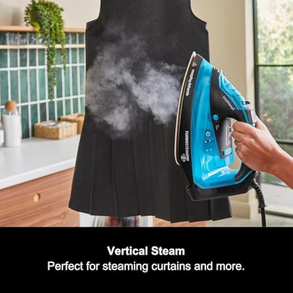 Morphy Richards Turbosteam Pro Steam Iron, Non Stick Ceramic Soleplate, Intellitemp Technology, 200g Boost, 40g Output, 380ml Water Tank, Digital Controls, Auto Shut off, 3m Cord, 3100W, Blue, 303210