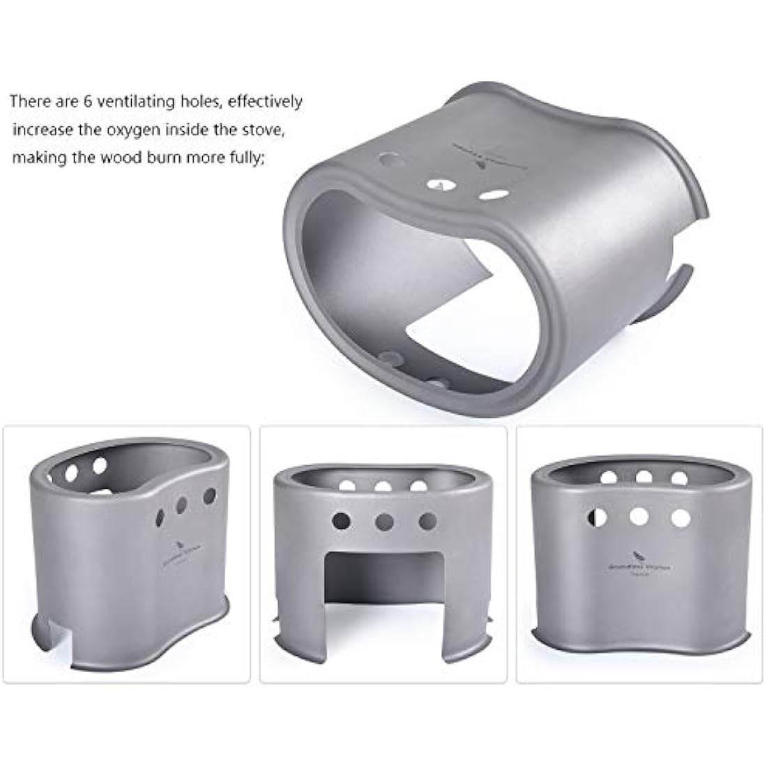Boundless Voyage Titanium Wood Burning Stove Portable Caming Stove with Camping Pot 2 in 1 Ultralight Cooking Burner with Mesh Bag Ti1513B